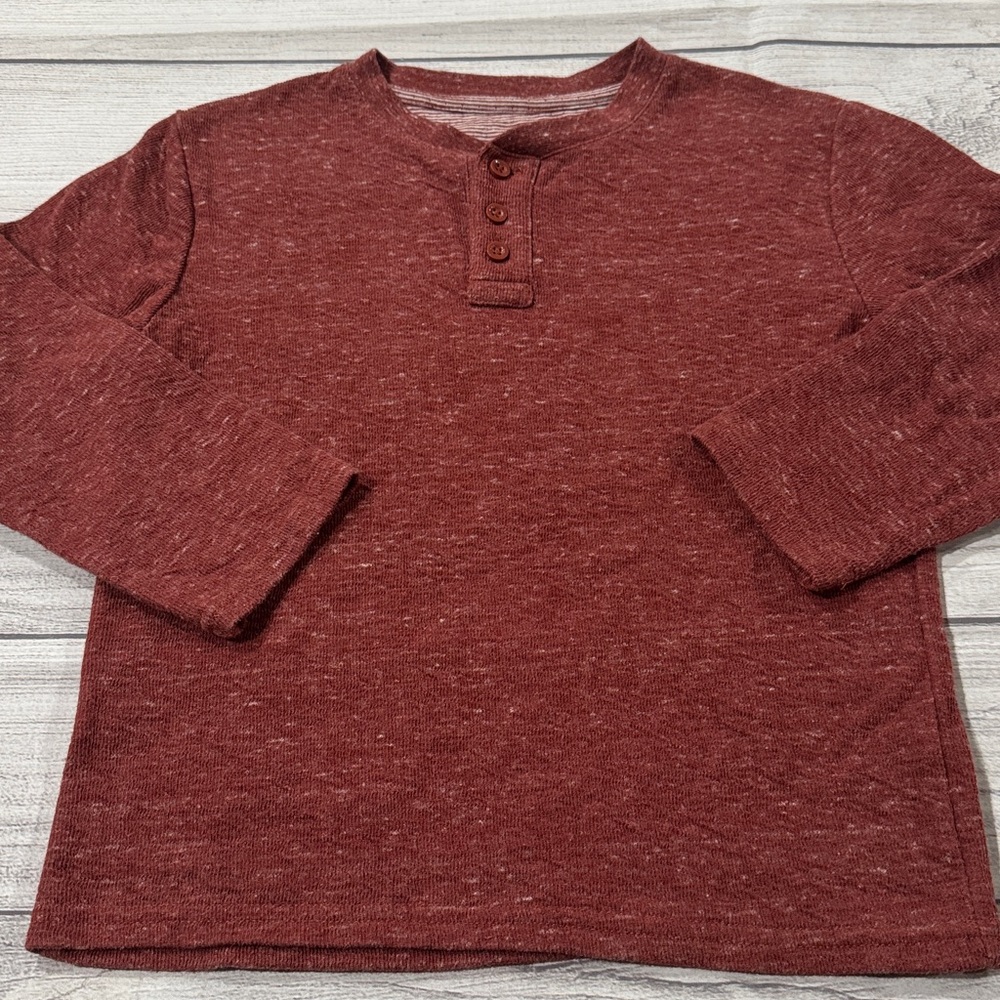 Thereabouts Boys Maroon Long Sleeve Henley Tee
